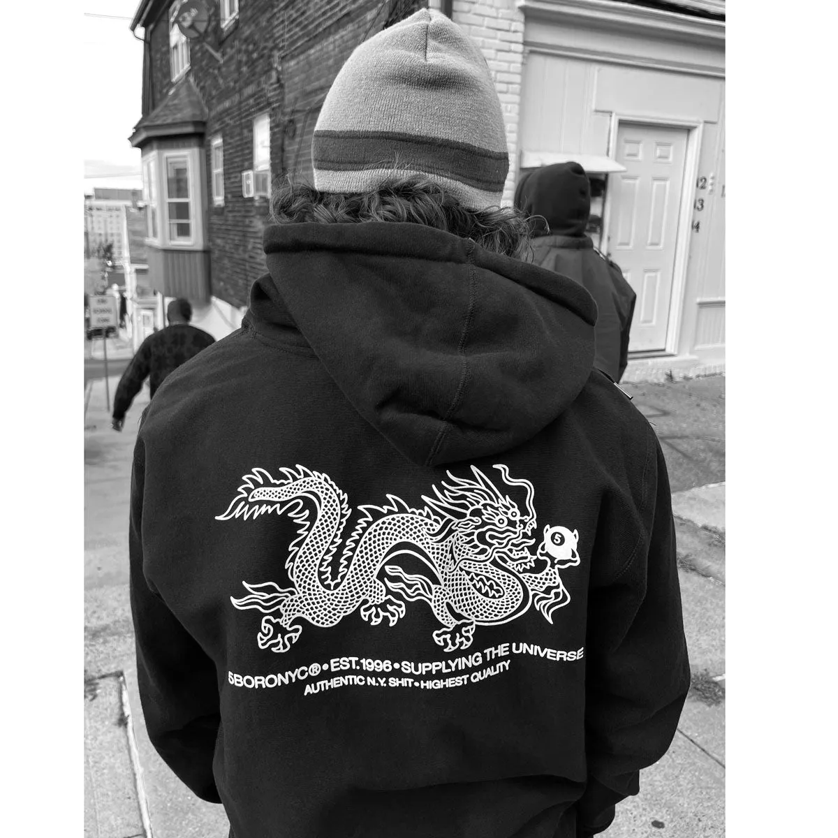 5Boro Supply Dragon Hoodie - Saddle/White