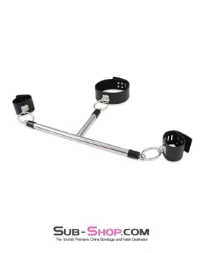 9083DL      Collar to Wrist Metal Bondage T-Bar with Locking Collar and Wrist Cuffs