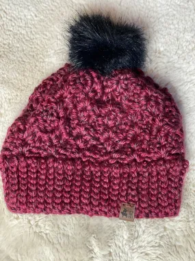 Acrylic Blend Burgundy Beanie