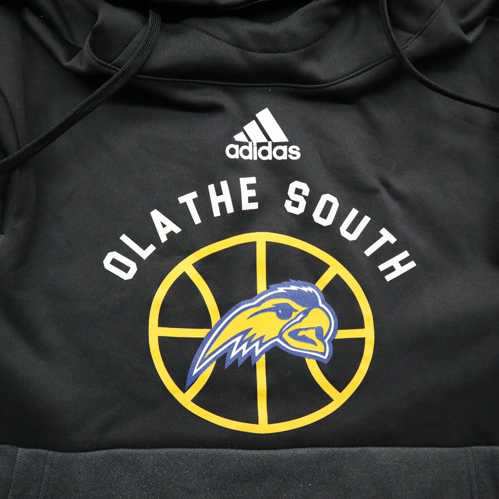 Adidas Mens Pullover Hoodie Olathe South Drawstring Long Sleeve Black Gray S/P