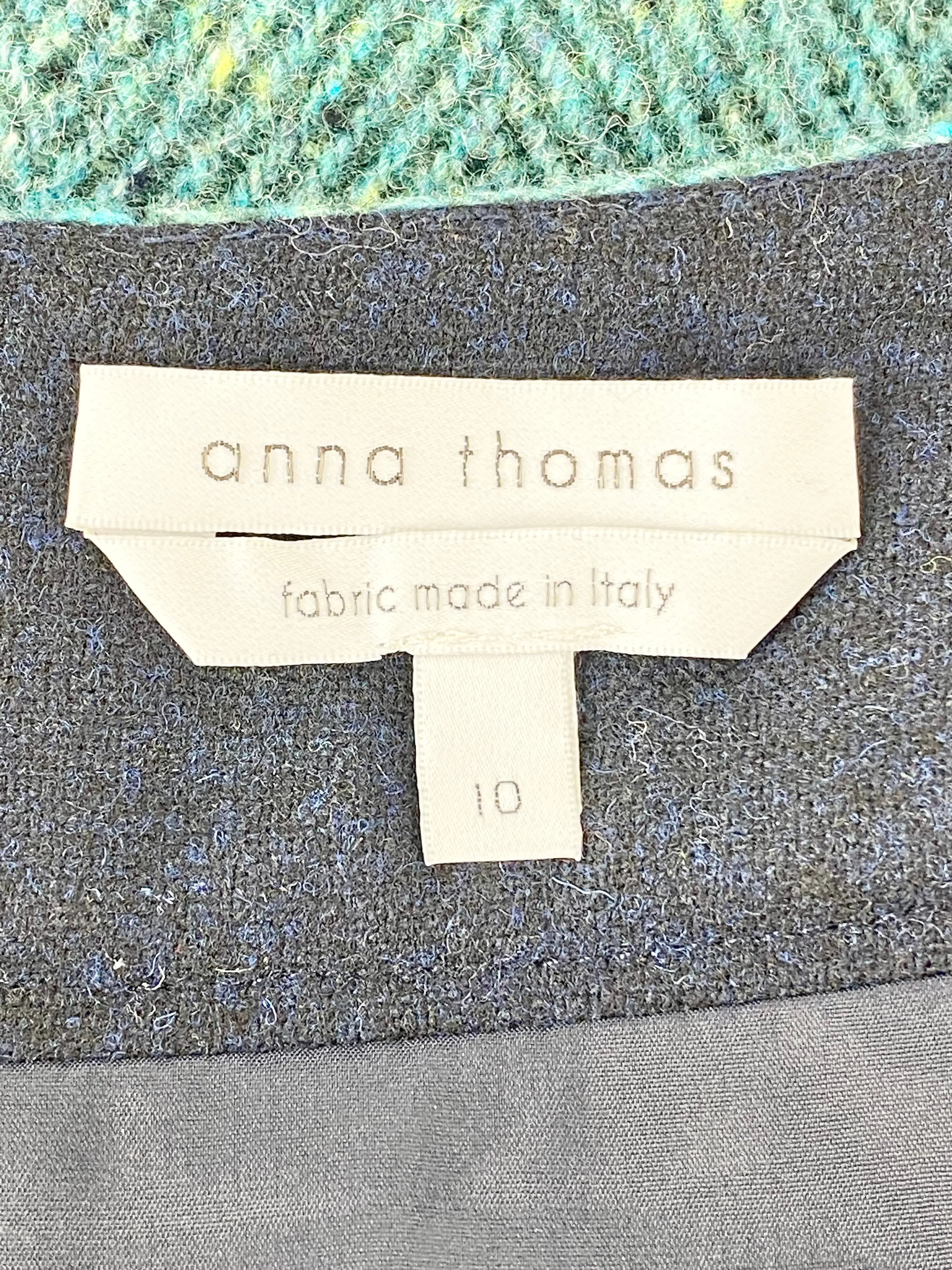 Anna Thomas Teal Herringbone Tweed Skirt - AU10