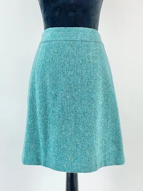 Anna Thomas Teal Herringbone Tweed Skirt - AU10