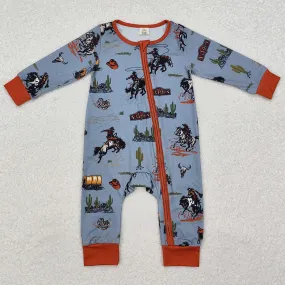 Baby Infant Boys Rompers Western Rodeo Zip Long Sleeve Rompers LR1858