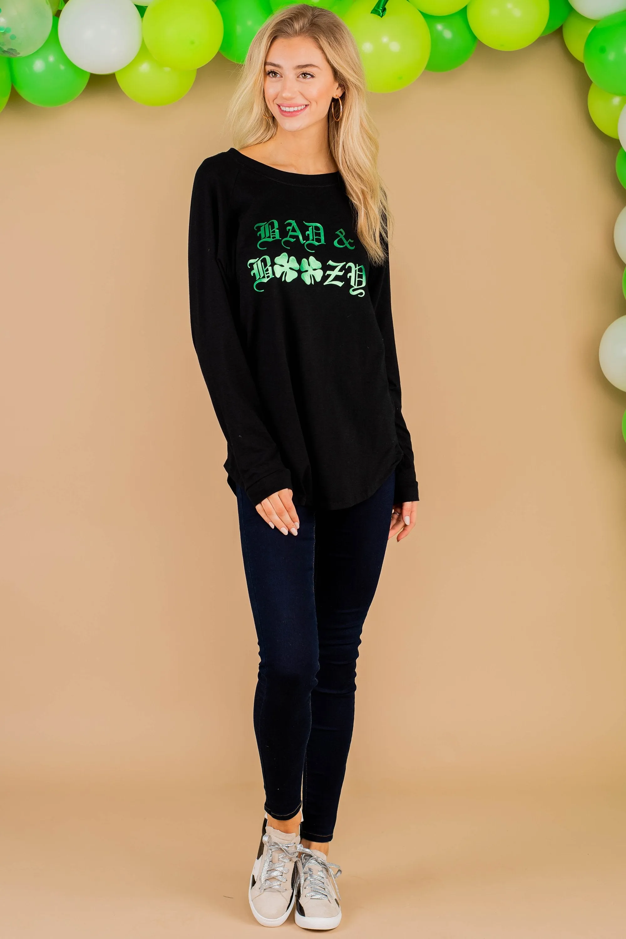 Bad & Boozy Black Graphic Tunic