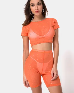 Bike Short in Crystal Net Orange