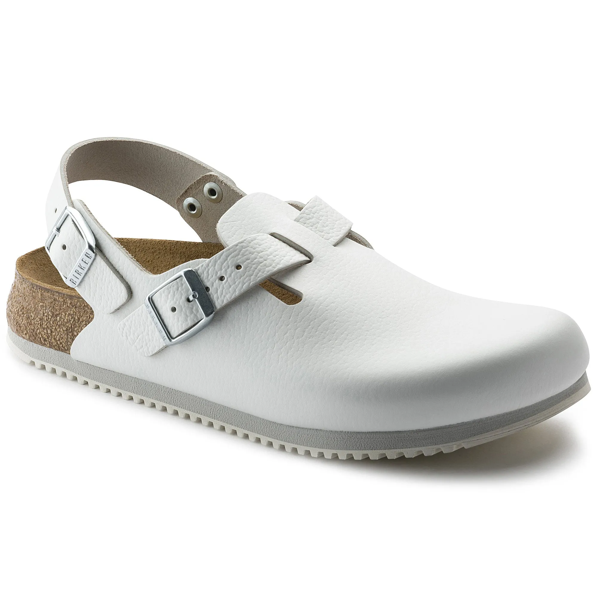 Birkenstock Tokio Super Grip Leather Clog Classic Footbed in White