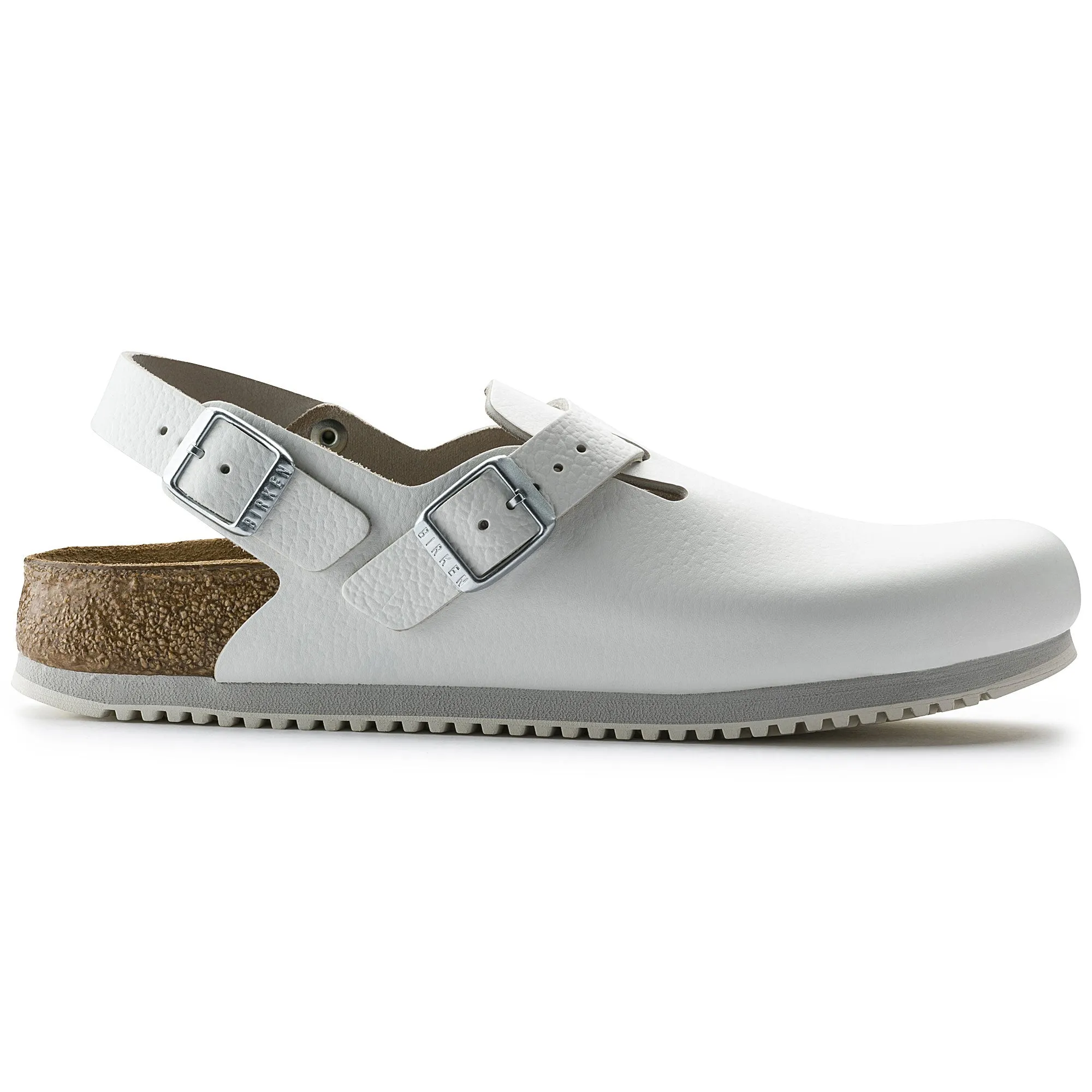 Birkenstock Tokio Super Grip Leather Clog Classic Footbed in White