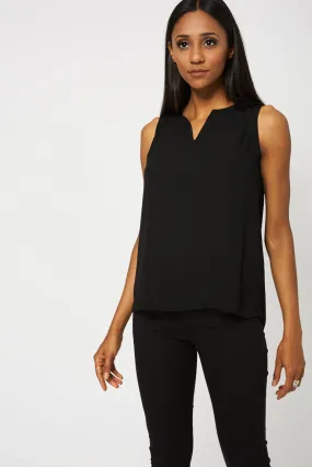 Black Chiffon Top With Back Zip Detail Ex-Branded