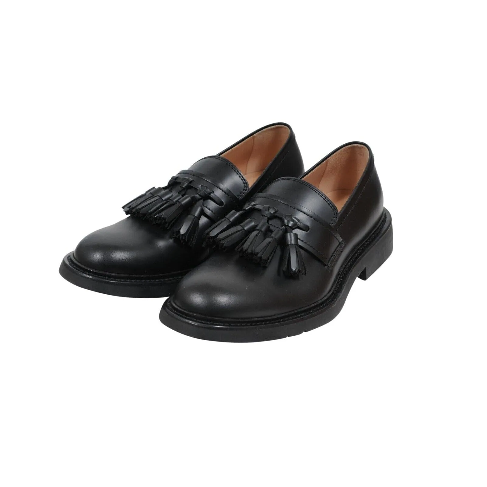 Black Leather BV Level Tokyo Tassel Loafers