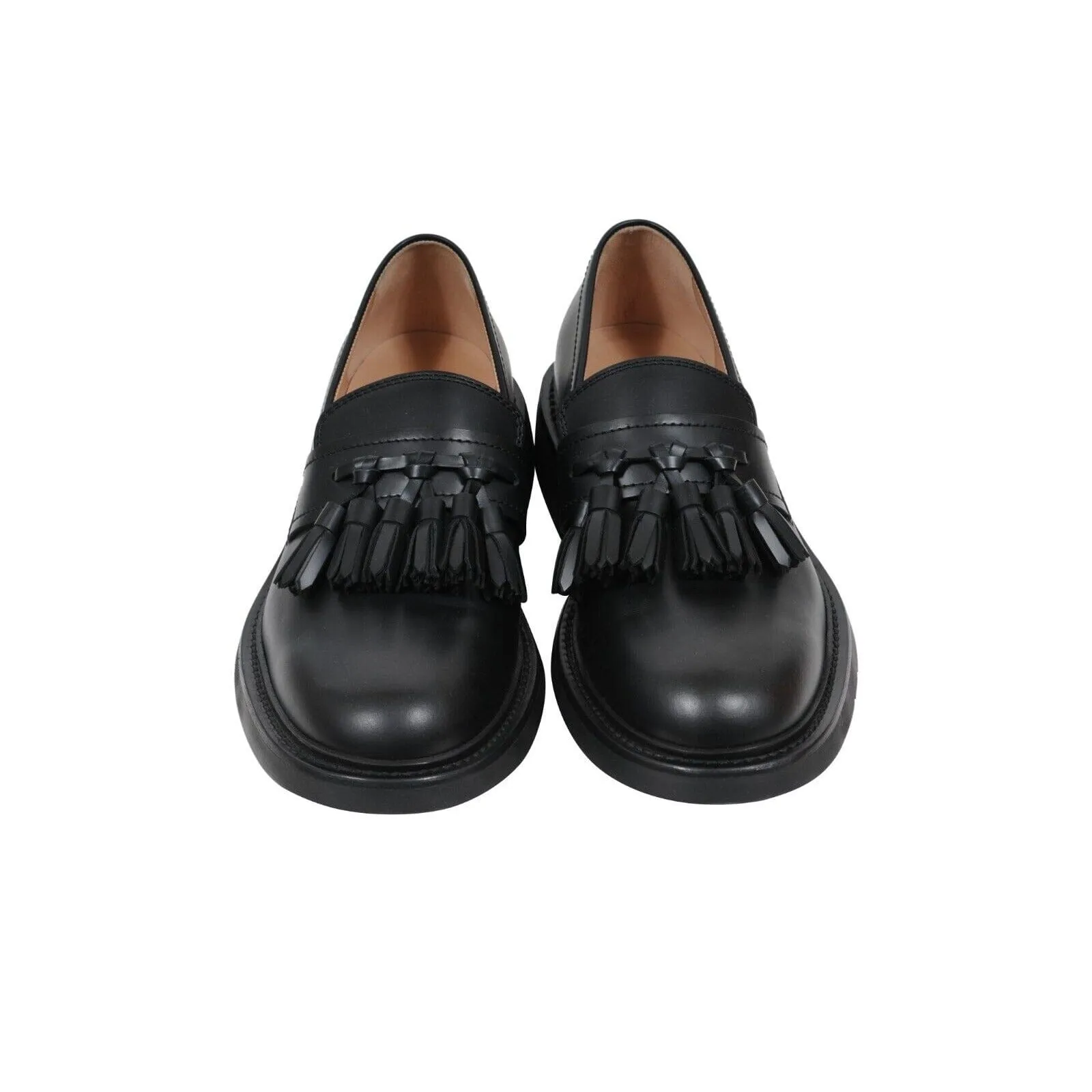 Black Leather BV Level Tokyo Tassel Loafers