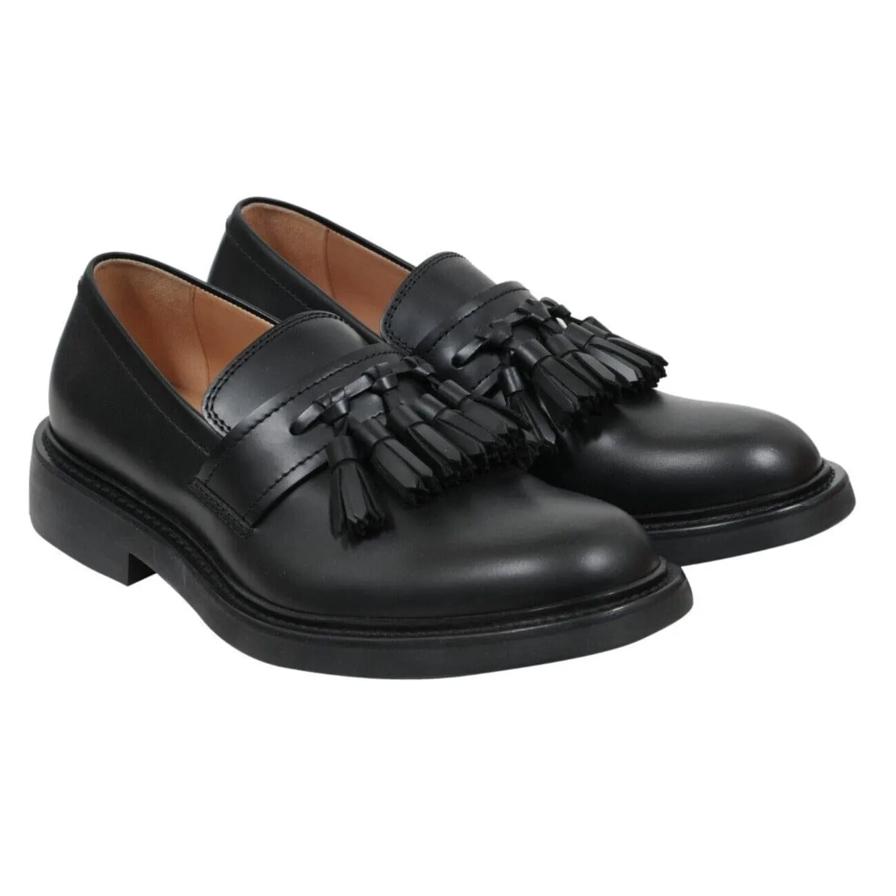 Black Leather BV Level Tokyo Tassel Loafers