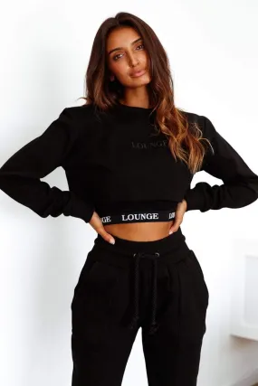 Black Two Piece Bralet & Cropped Jumper