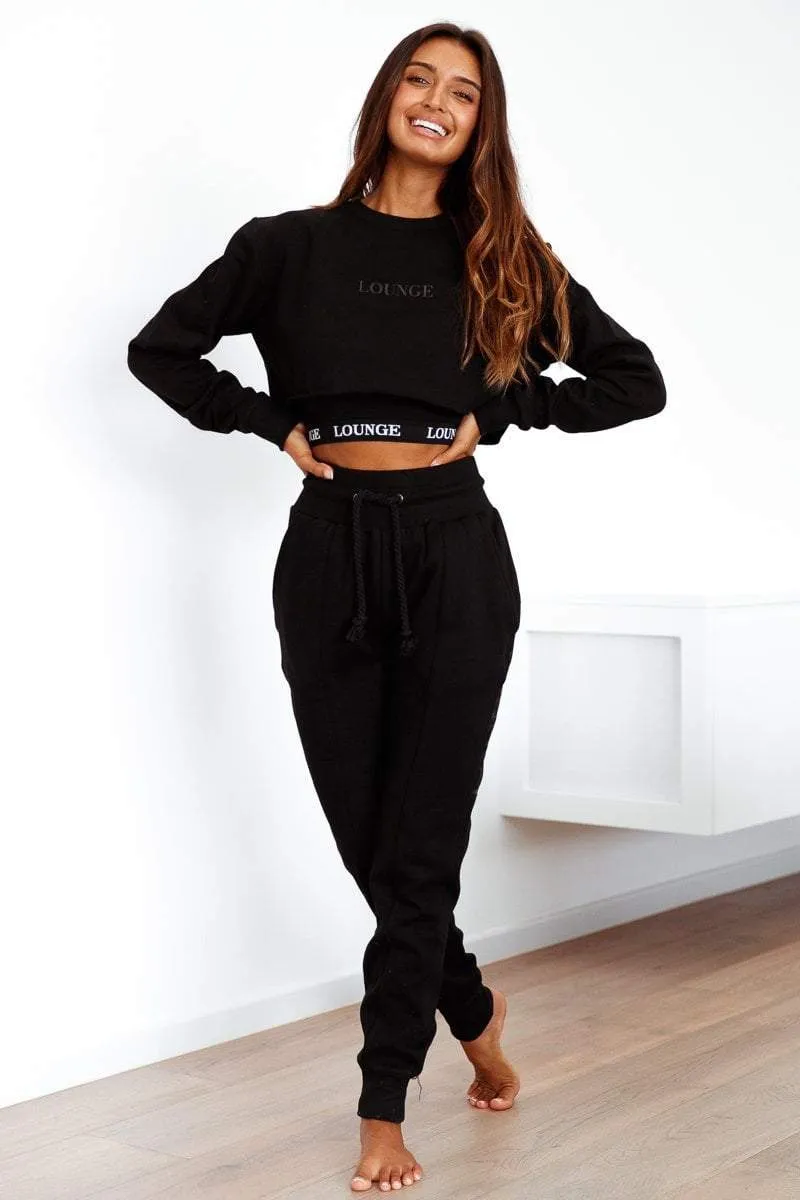 Black Two Piece Bralet & Cropped Jumper