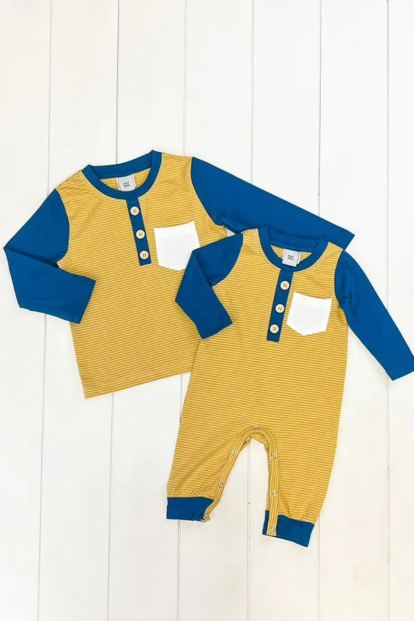 Blue & Yellow Pocket Romper