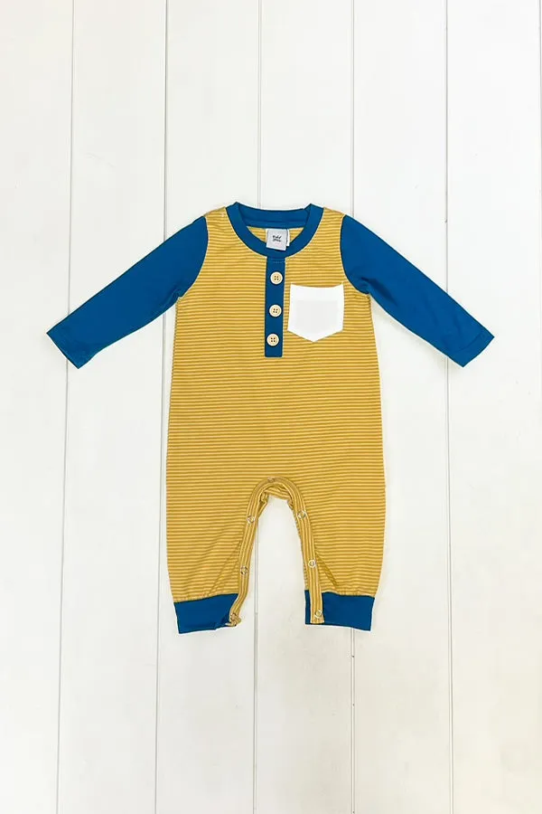 Blue & Yellow Pocket Romper