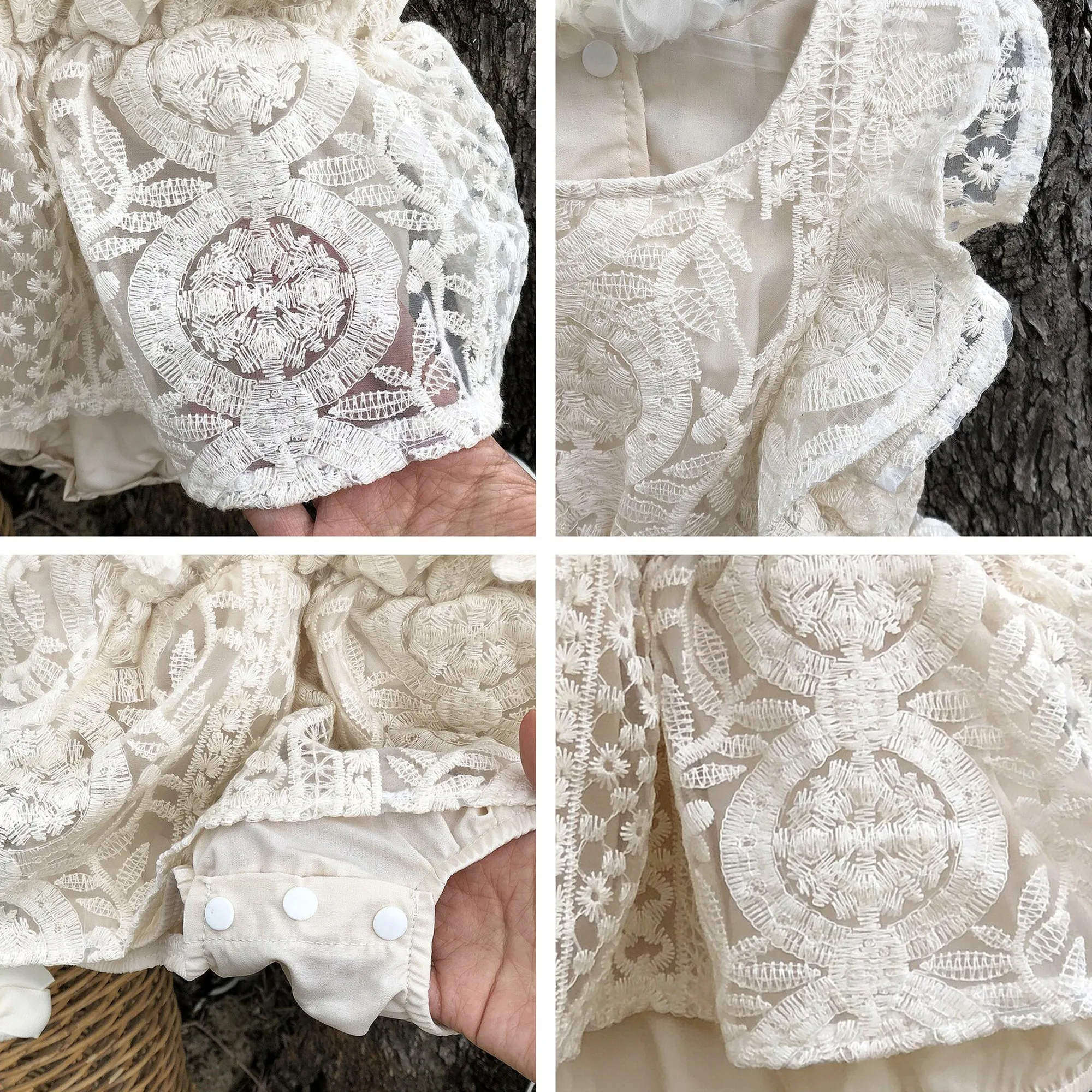 Boho Baby Girl Lace Dress Romper for First Birthday Cake Smash Outfit Girl