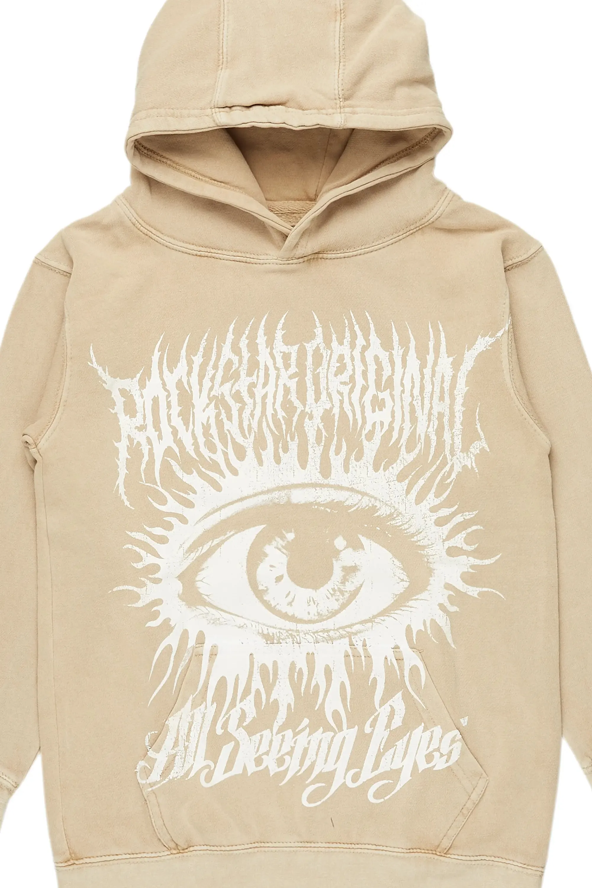 Boys All Eyes Vintage Beige Graphic Hoodie