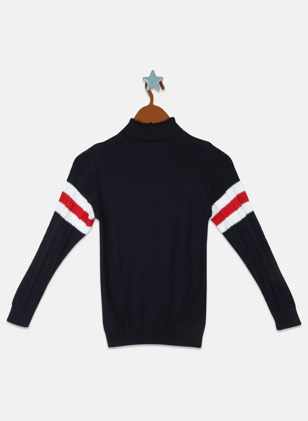 Boys Navy Blue Zig-Zag Pullover