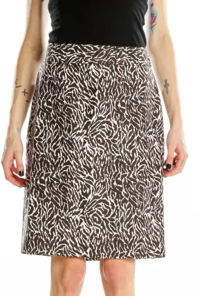 Brown and White Animal Print Skirt