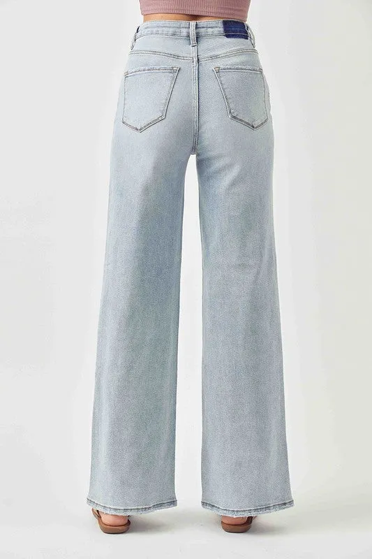 Carrie Wide Leg High Waist Light Wash Jeans