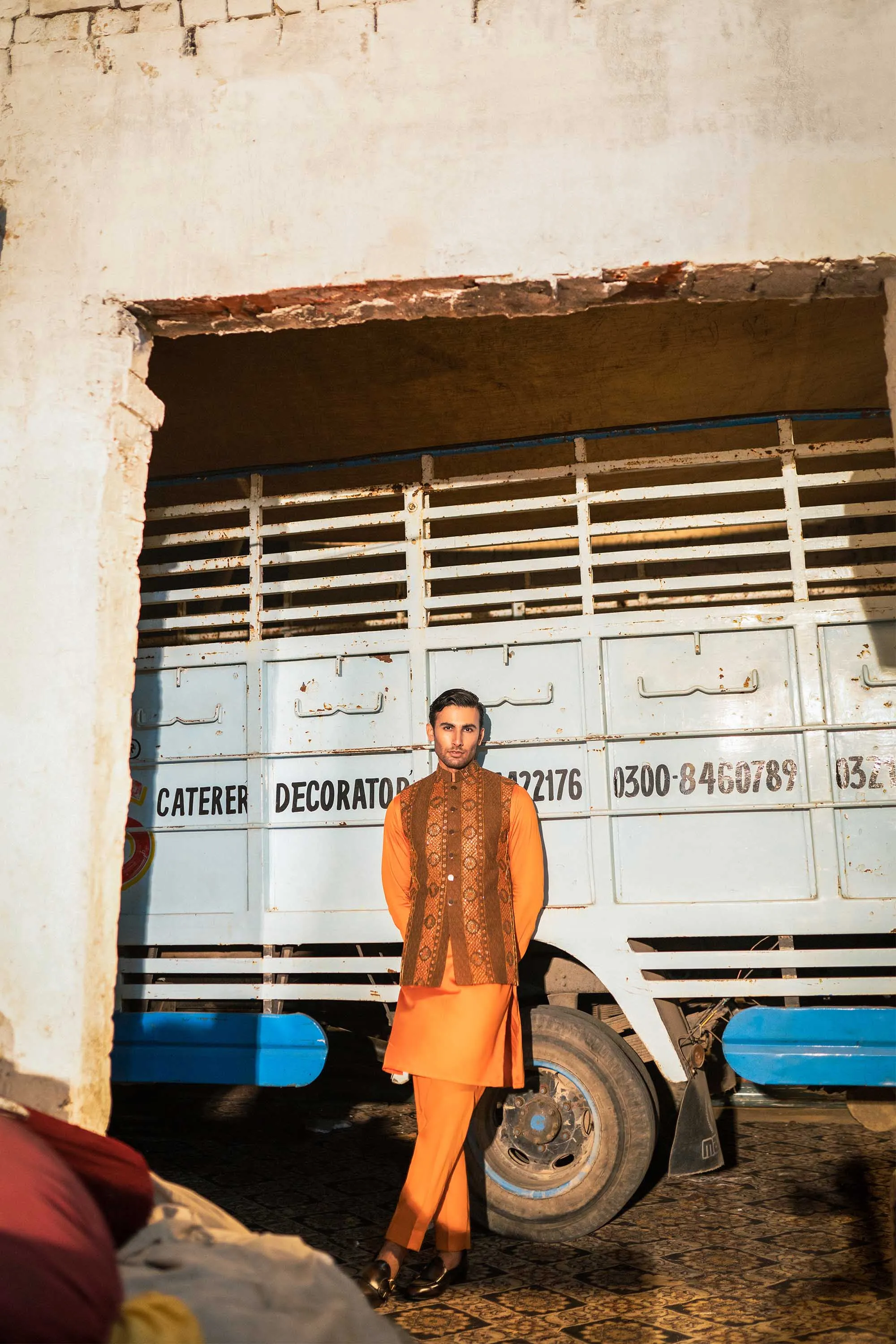 Chocolate Brown Embellished Waistcoat Kurta Set