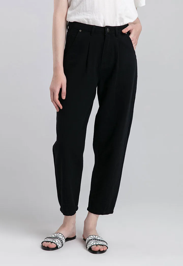 Choice High Waist Denim Carrot Pants Black