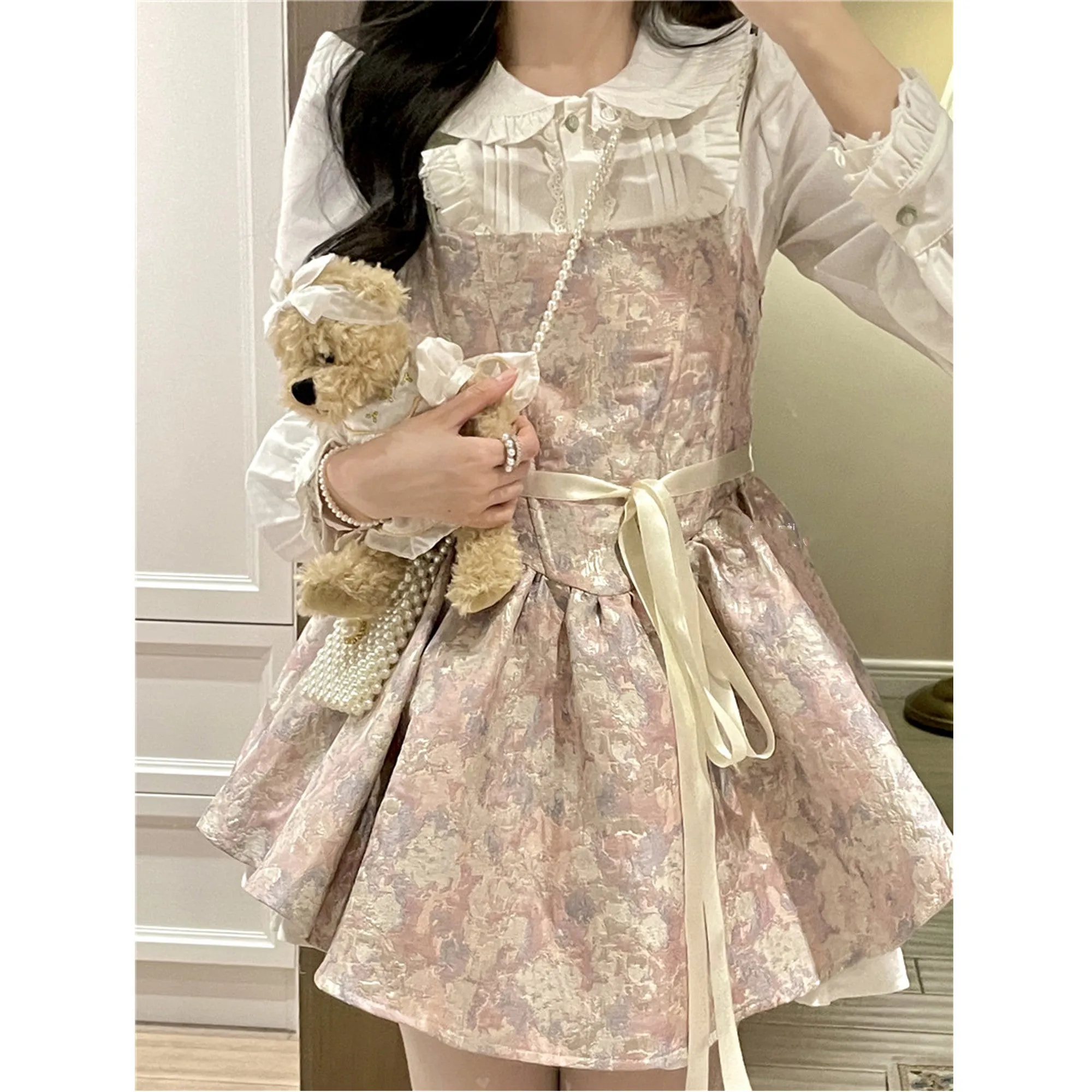 Cute Shirt Suspender Dress PL52892