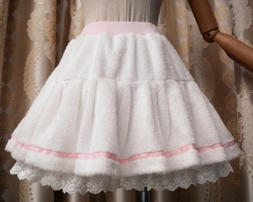 Cute White Plush Skirt PL52817