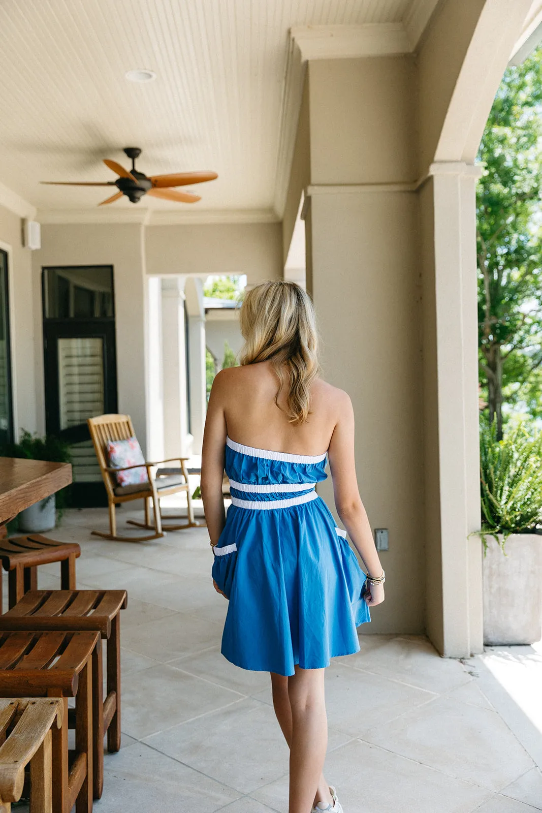 Danica Mini Dress - Blue/White