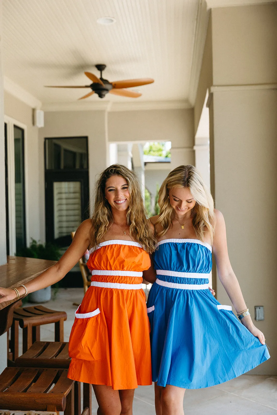 Danica Mini Dress - Blue/White