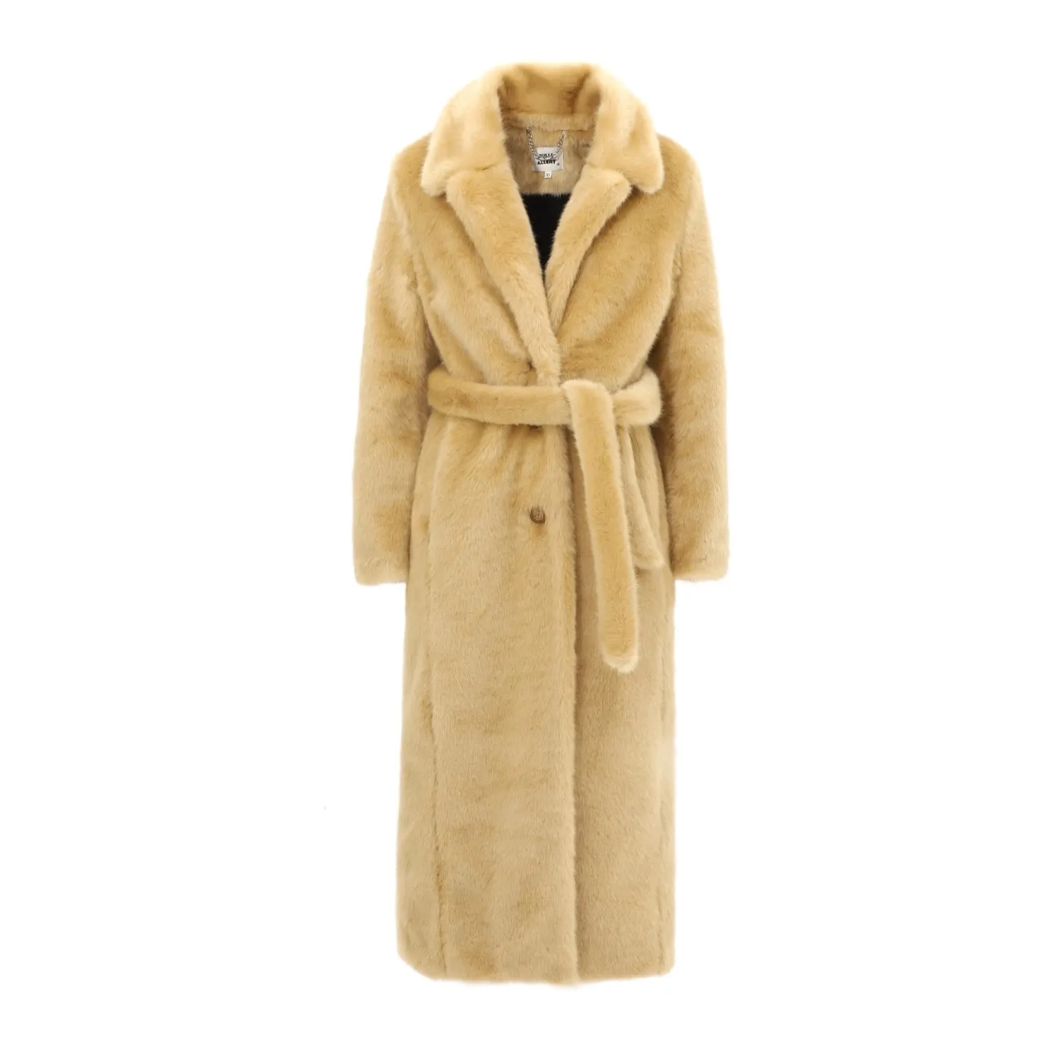 Demi-Season Solid Faux Fur Coat Warm Beige