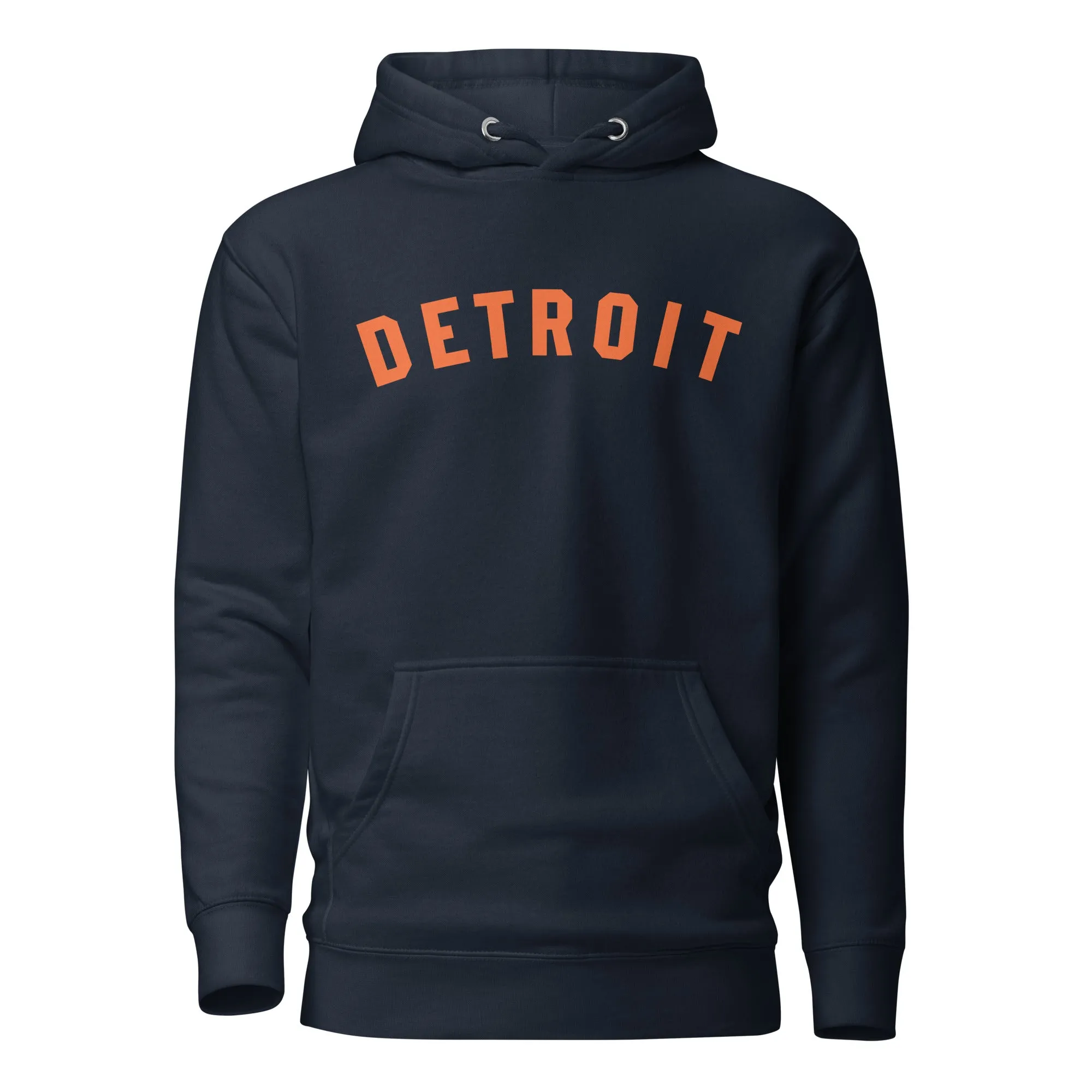 Detroit Classic Premium Pullover Unisex Hoodie - Navy / Orange