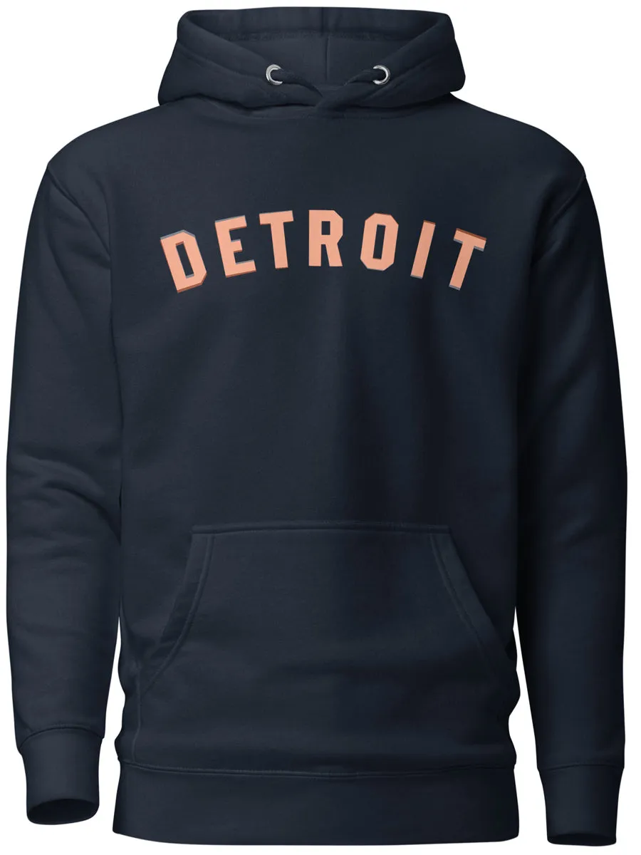 Detroit Classic Premium Pullover Unisex Hoodie - Navy / Orange