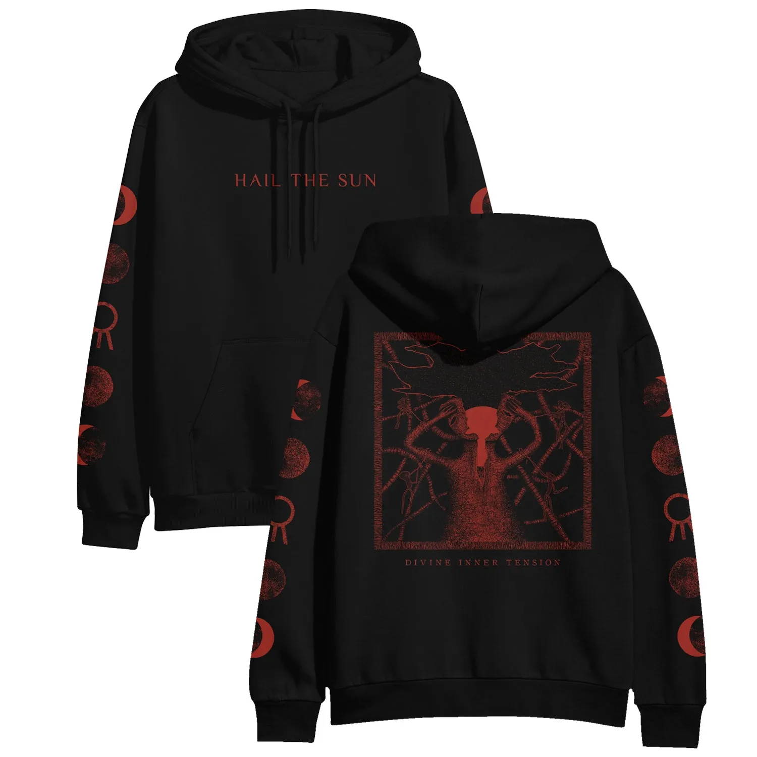 Divine Inner Tension (Red Print) • Black • Pullover Hoodie