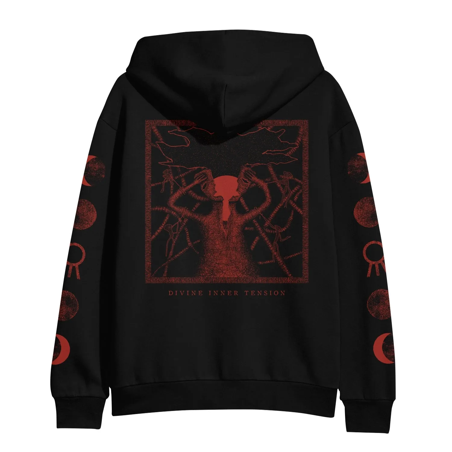 Divine Inner Tension (Red Print) • Black • Pullover Hoodie