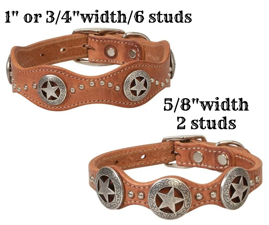 Dog Star Harness Leather Dog Collar