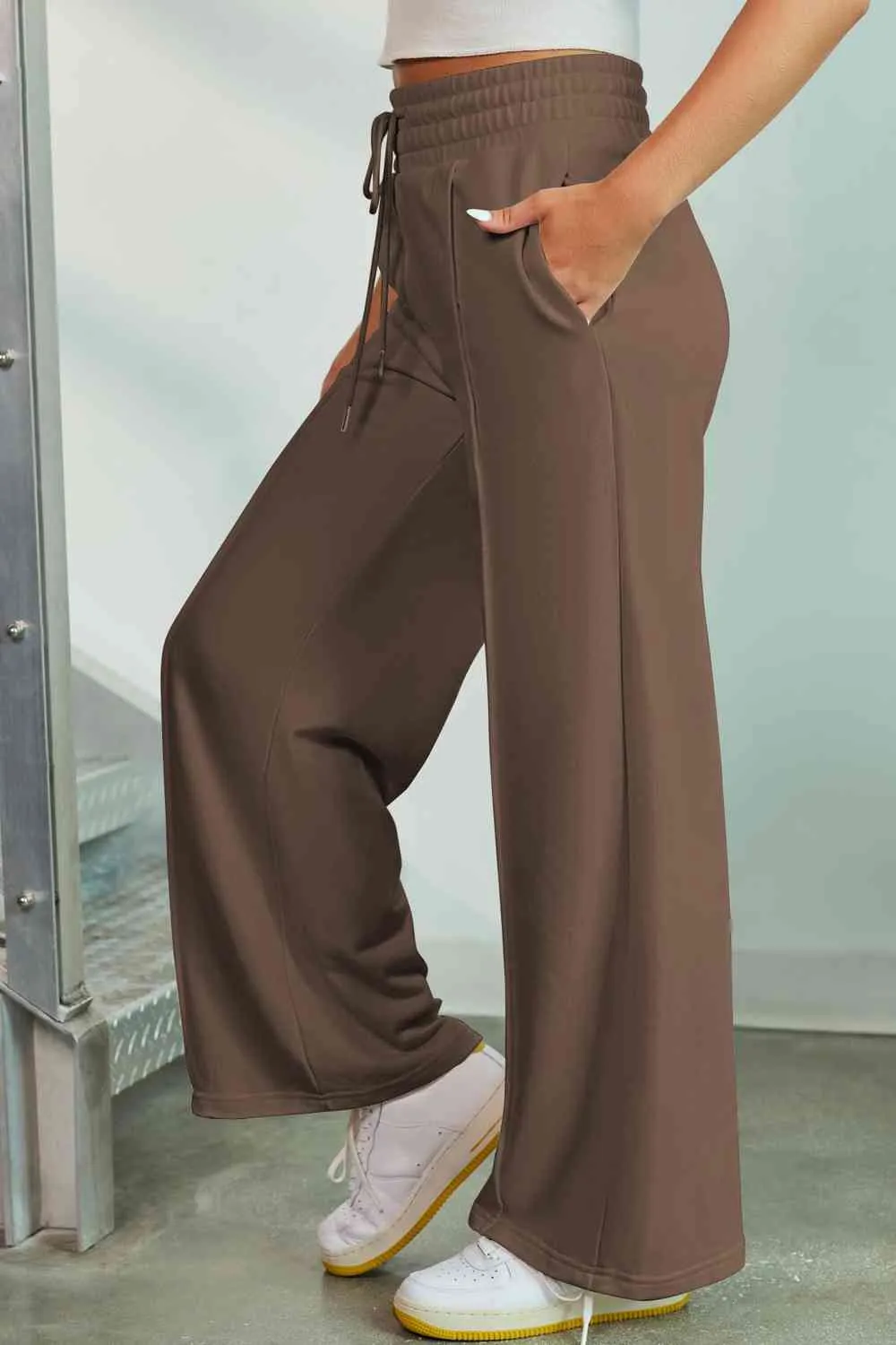 Drawstring High Waist Wide Leg Pants with Pockets (9 colors)