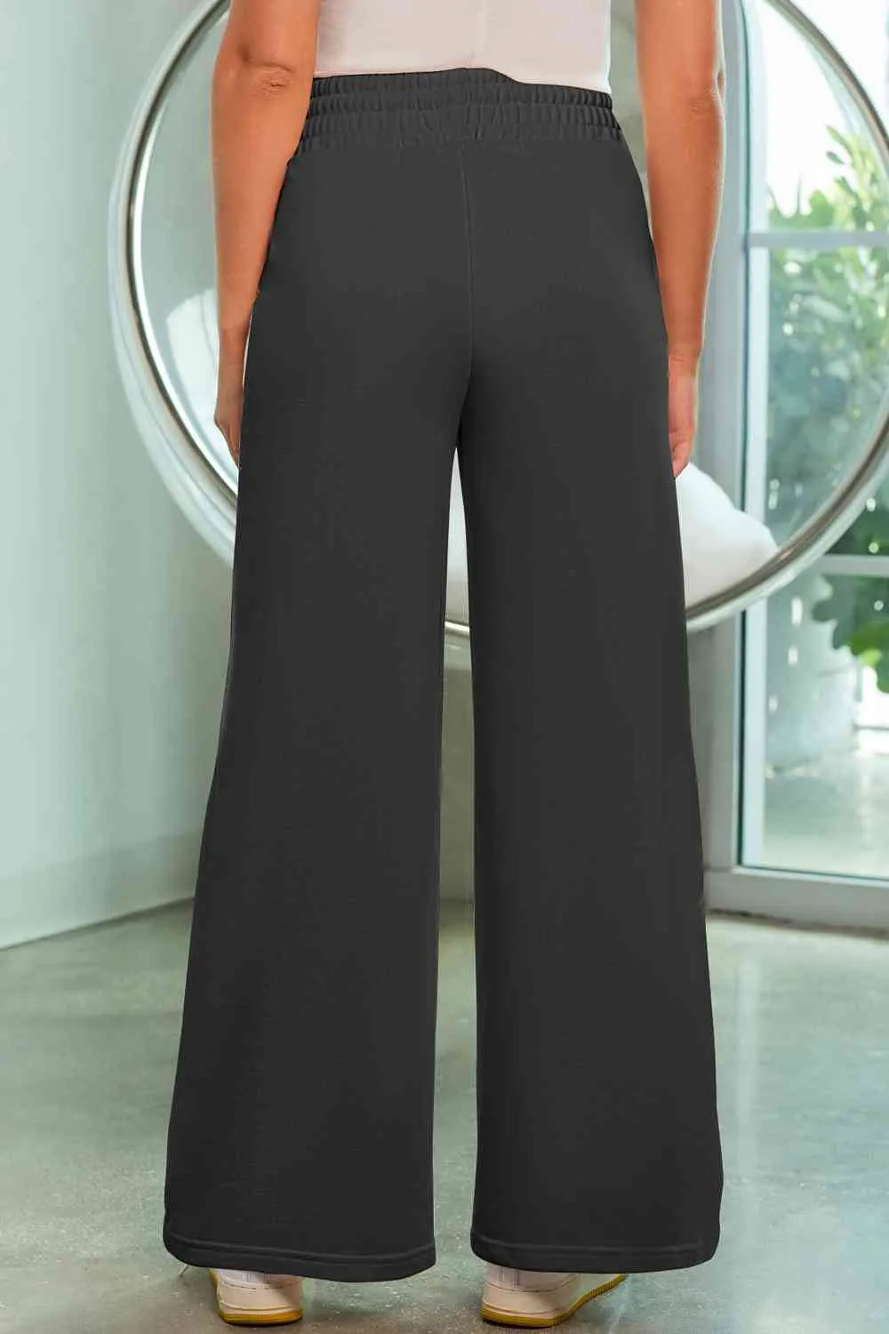 Drawstring High Waist Wide Leg Pants with Pockets (9 colors)