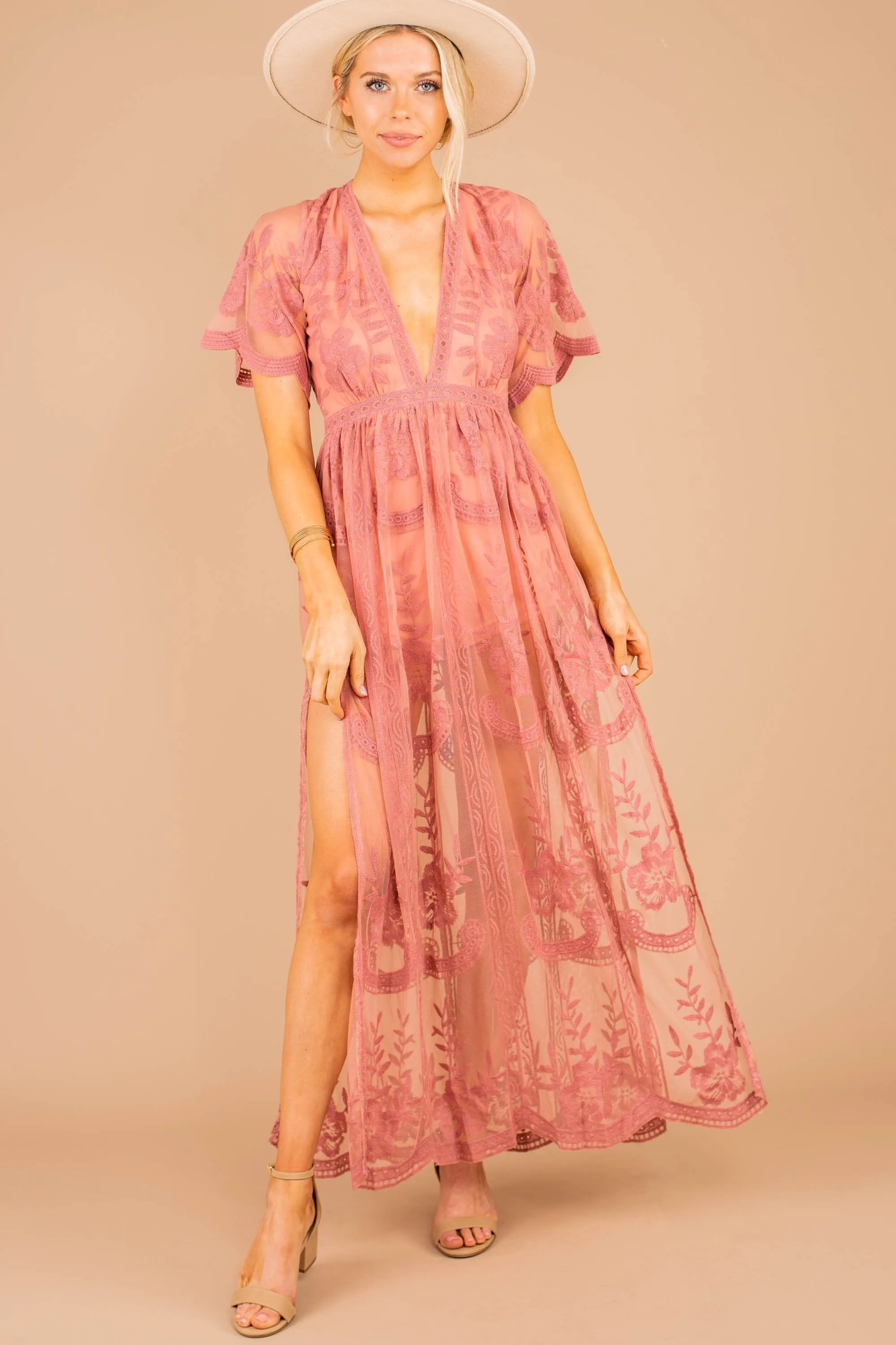 Face Of Flawless Rose Pink Maxi Romper