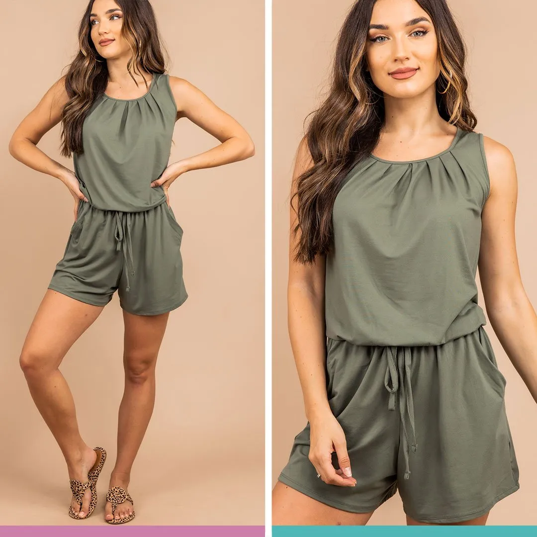 Feeling So Free Light Olive Green Romper