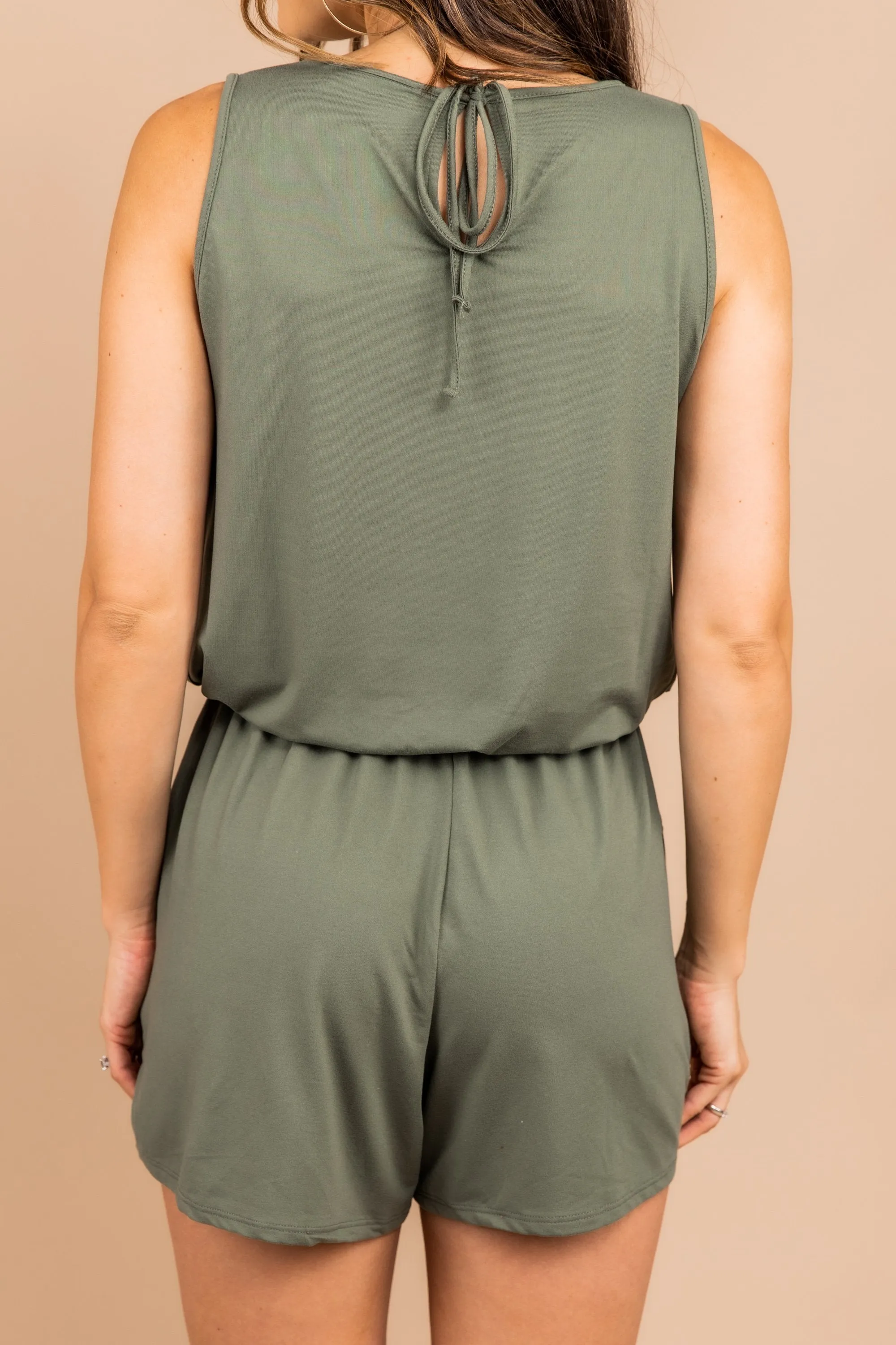 Feeling So Free Light Olive Green Romper