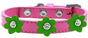 Flower Premium Collar Bright Pink With Emerald Green Flowers Size 16