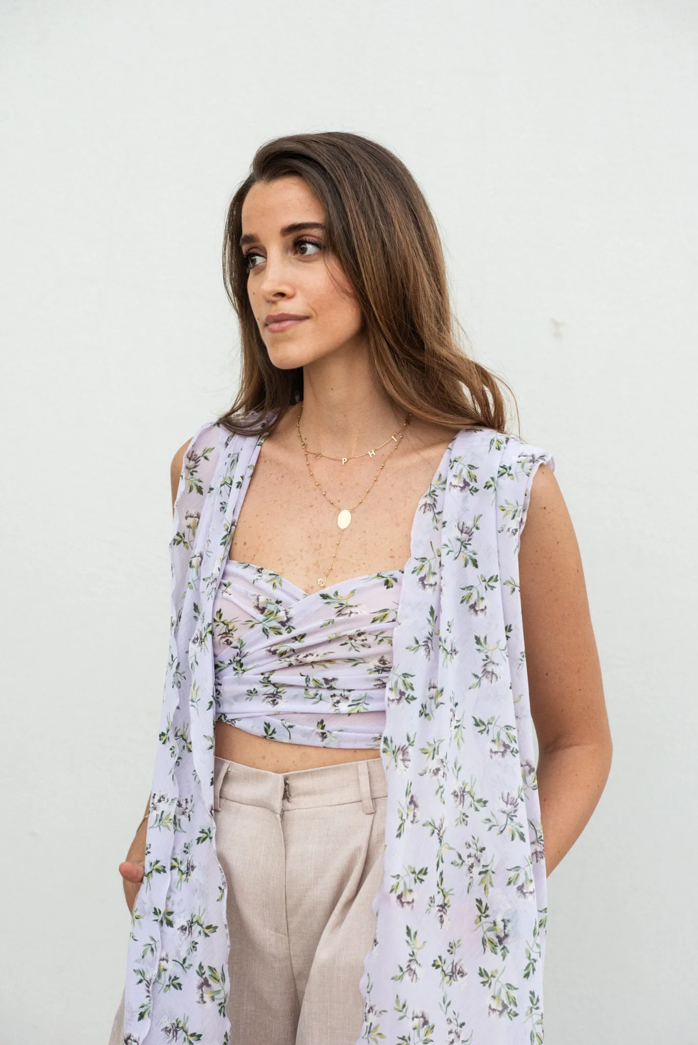 Four-way Floral chiffon wrap top