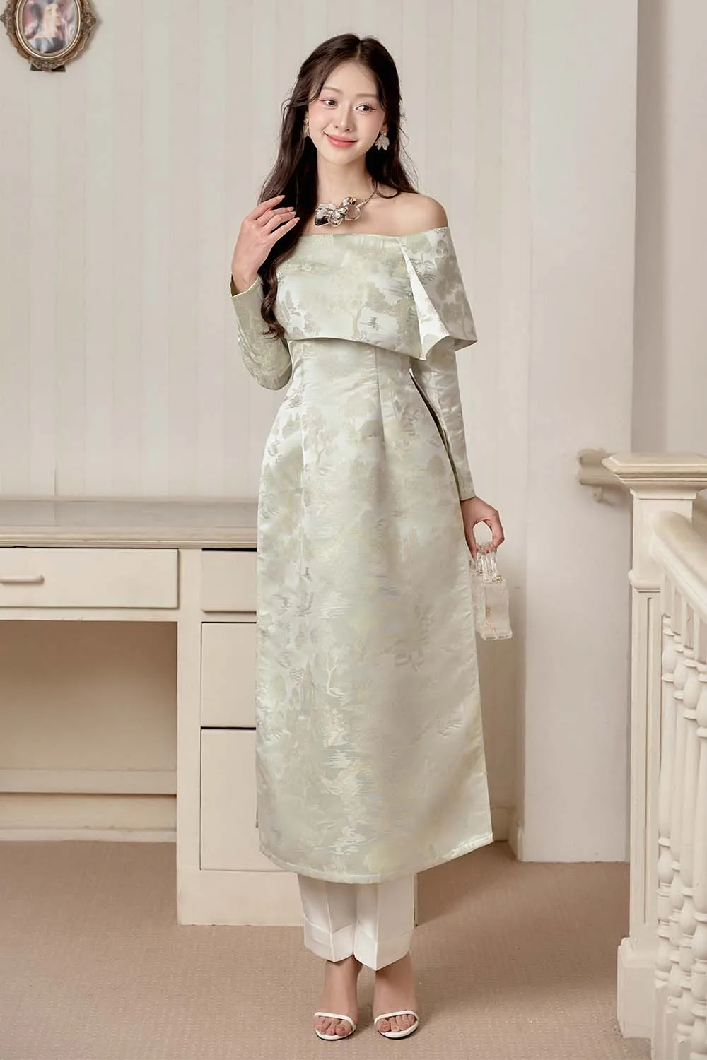 Giai Nhan Straight Wide Leg Taffeta Pants