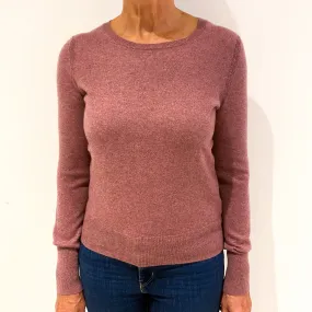 Heather Pink Cashmere Polo Neck Jumper Medium