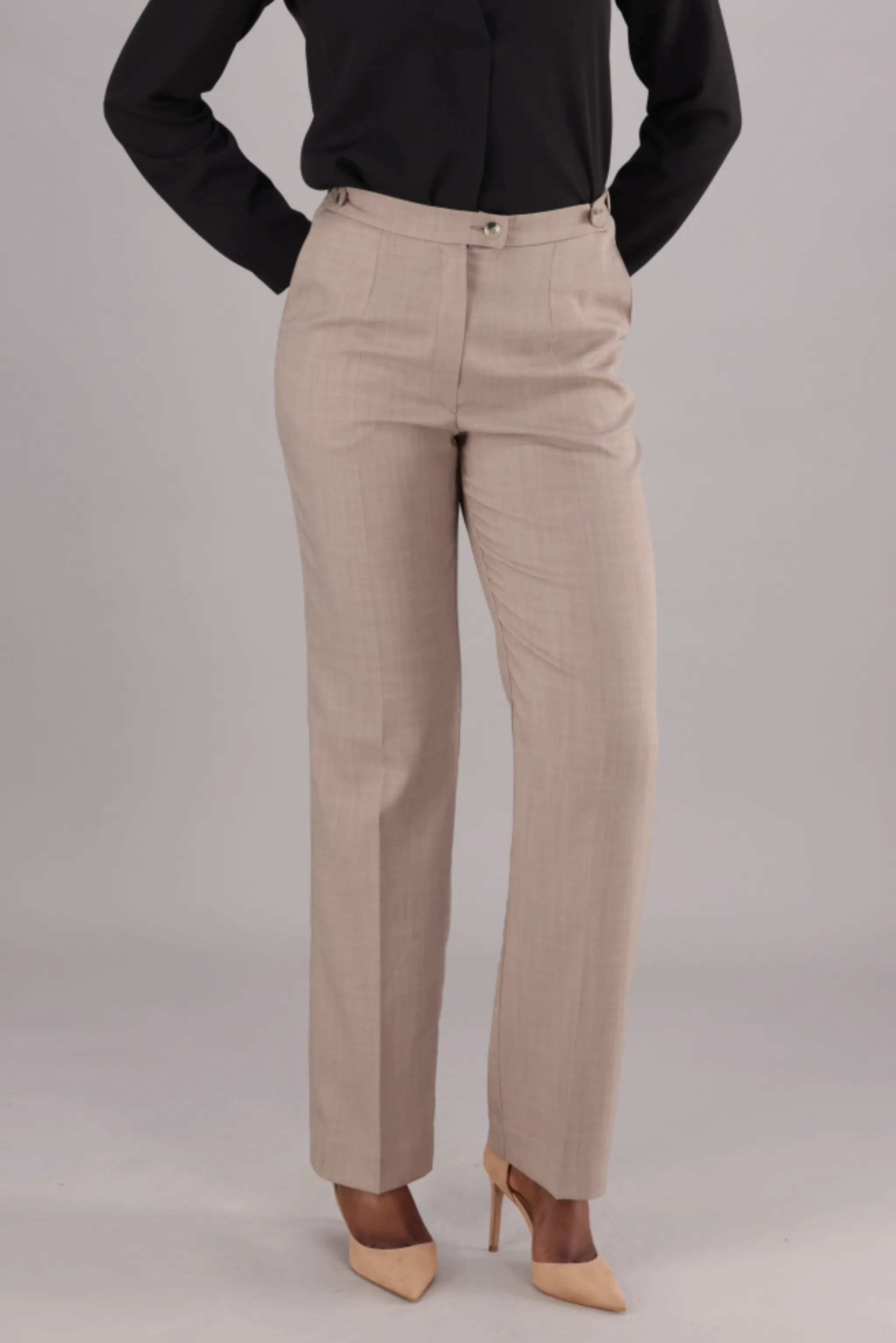 Helga high rise straight leg pants - neutral stretch