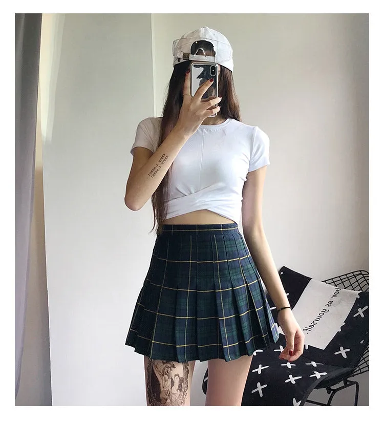 High waist plaid skirt KF2373