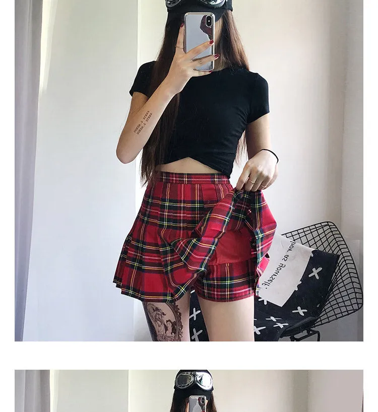 High waist plaid skirt KF2373