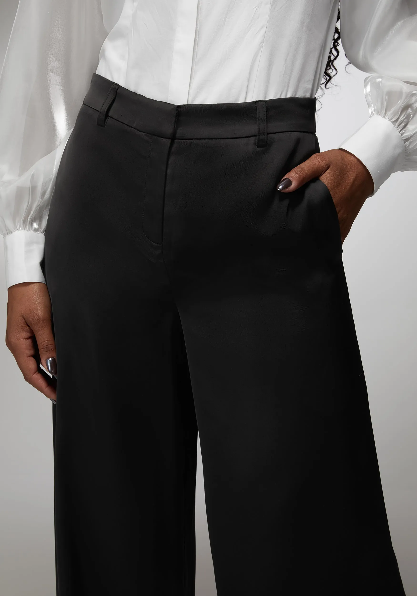 High Waist Satin Ultra Wide Leg Pant