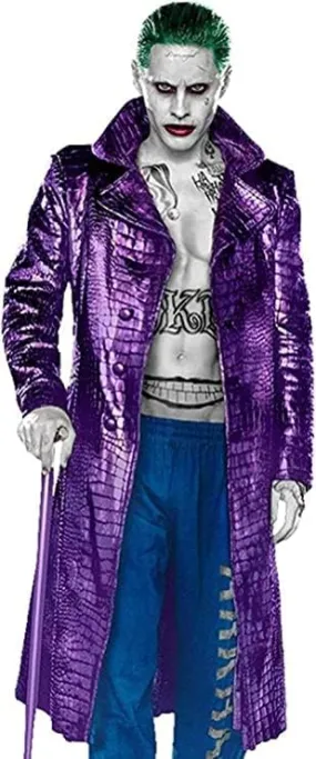 Iconic Jared Leto Joker Purple Coat | Stylish Synthetic Outerwear, Joker Movie Inspired